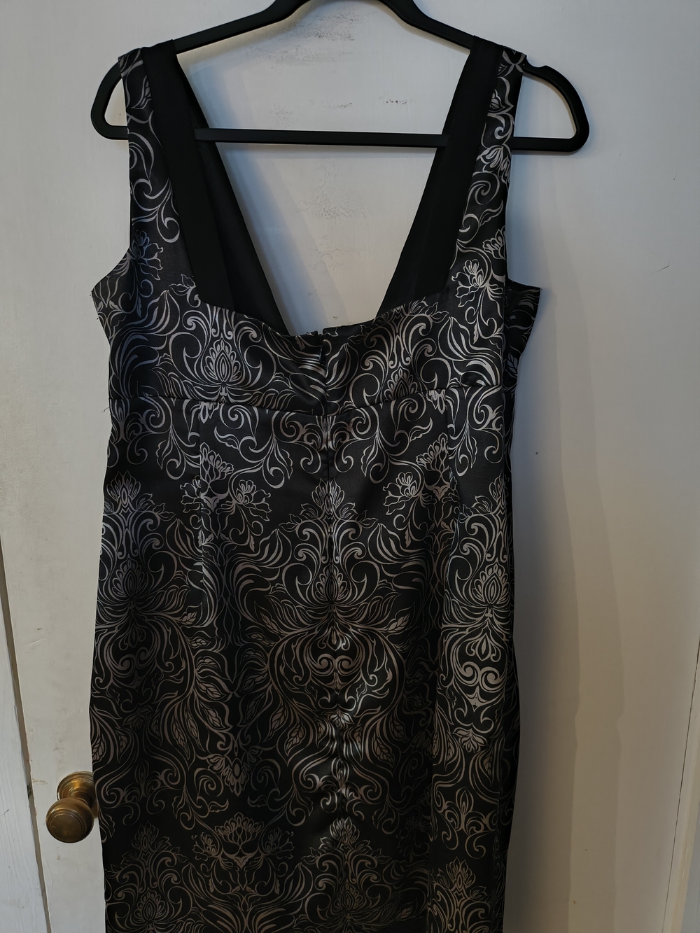 Jones Wear Black Midi Dress with Silver Baroque Print - Picture 2 of 3